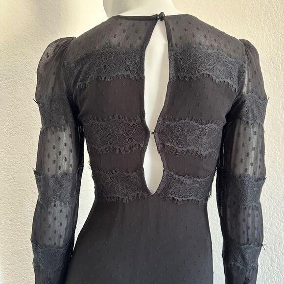 CLEOBELLA Dress Black Haven Lace & Swiss Dot Midi Dress Size XS • FLAWED - Picture 7 of 16